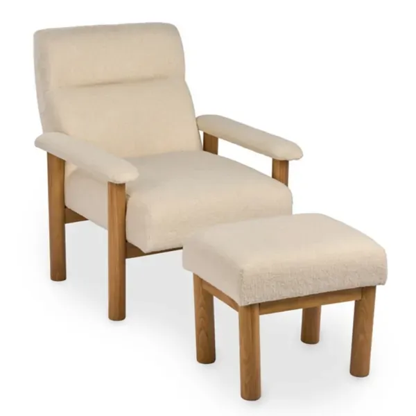 Kirklands Giada Ivory Upholstered Chair & Ottoman Set 46579939