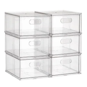 Case of 6 T.H.E. Stackable Drawer Clear