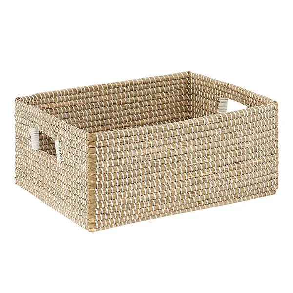 The Container Store Large Seagrass Bin White