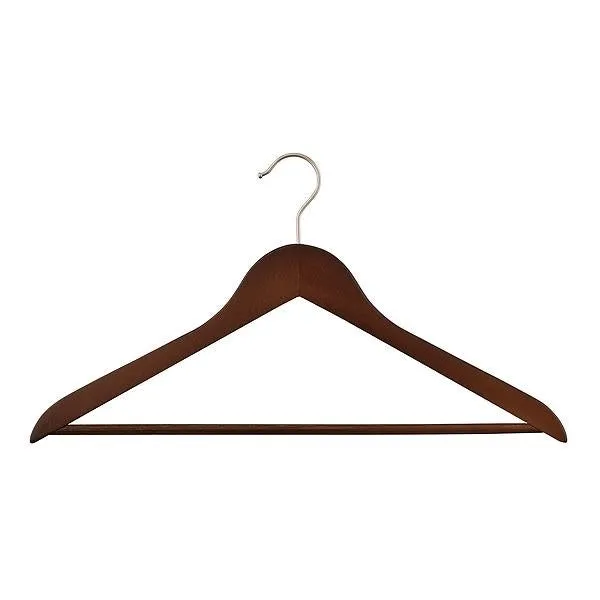 Wooden Shirt Hanger Ribbed Bar Stained Birch Pkg/20