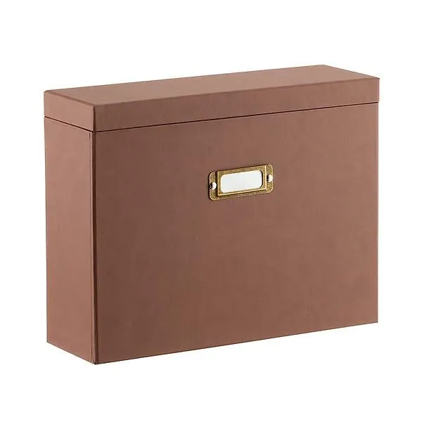 Bigso Flat Lidded File Box Leather Brown