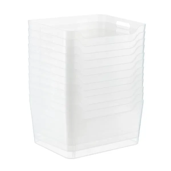 Case of 12 Large Plastic Bins w/ Handles Clear