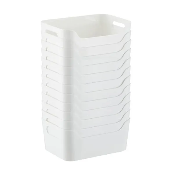 Case of 12 XS Plastic Bins w/ Handles White