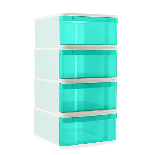 Case of 4 Large Tint Stacking Drawers Aqua