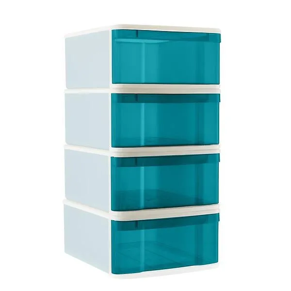 Case of 4 Large Tint Stacking Drawers Peacock
