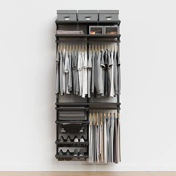 Décor+ by Elfa 3' Closet w/ Mesh Drawers Matte Grey & Grey