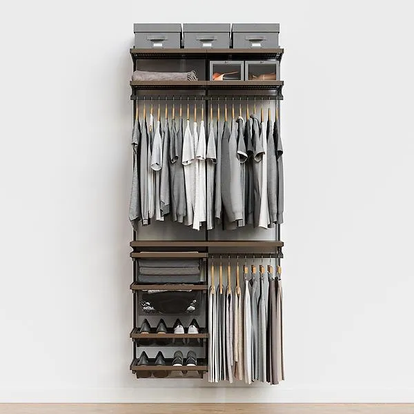 Décor+ by Elfa 3' Closet w/ Mesh Drawers Mt Grey & St Birch