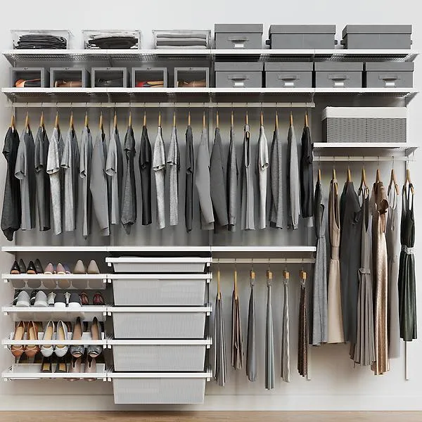 Décor+ by Elfa 8' Closet w/ Mesh Drawers Matte White & White