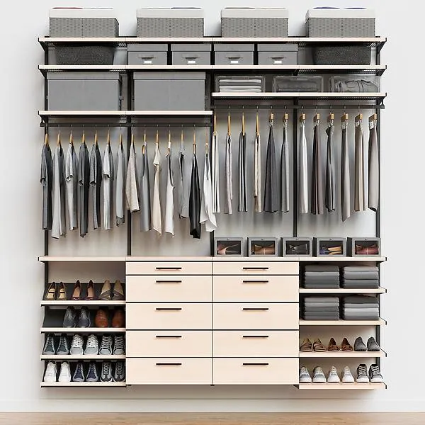 Décor+ by Elfa 8' Reach-In Closet Mt Grey & Nat Birch