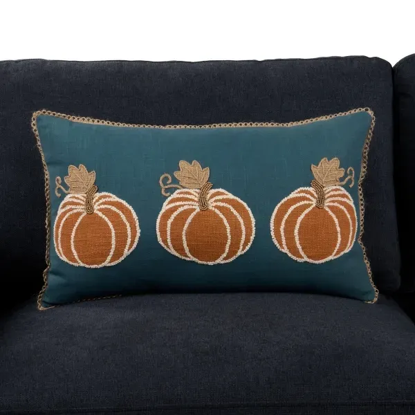 Kirklands Blue Pumpkin Trio Lumbar Pillow 12349858