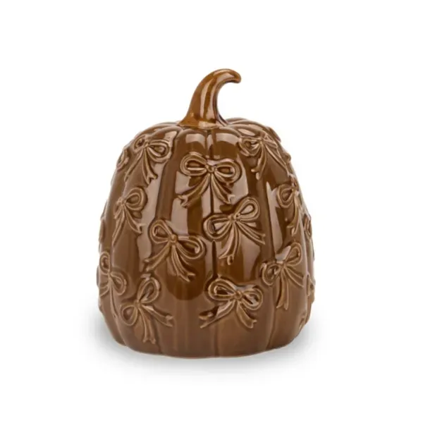 Kirklands Ceramic Pumpkin with Bows, 6-inch 19831729