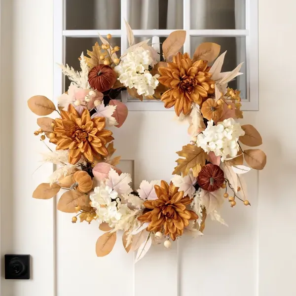 Kirklands Dahlia Hydrangea 26in Wreath 73713111