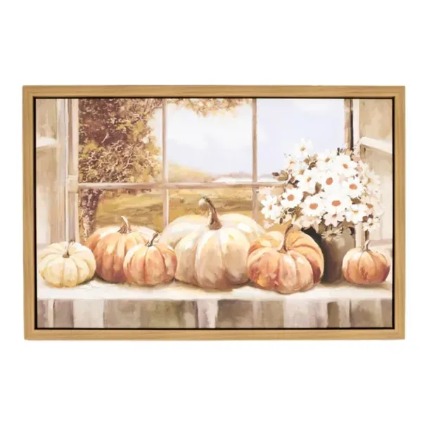 Kirklands Pumpkins in Window Framed Wall Art 76864175