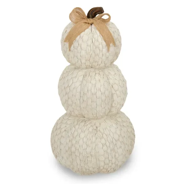 Kirklands White Basket Weave Stacked Pumpkins 55582823