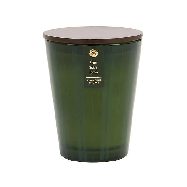 12OZ Candle Jar Stripe Fireside Green