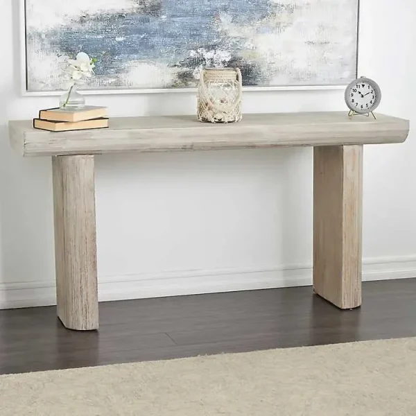 Ivory Natural Wood Grain Console Table