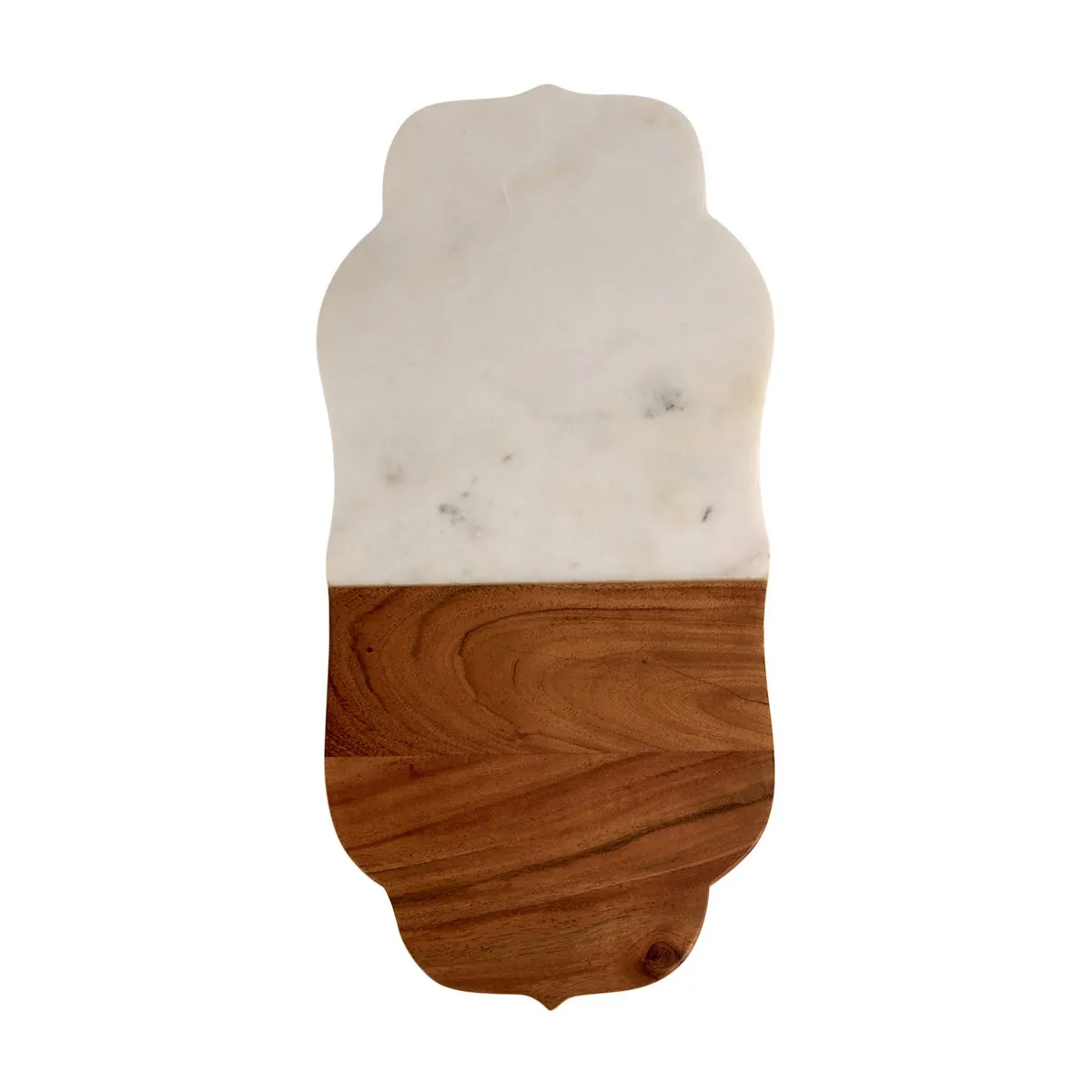 Wood and Marble Scalloped Serving Board