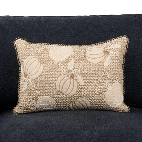 Woven Jute Pumpkin Lumbar Pillow