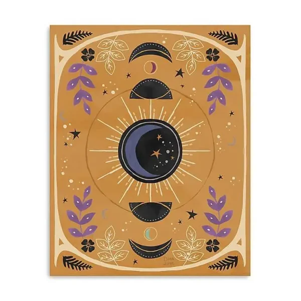Yellow Moon Phases Canvas Art Print