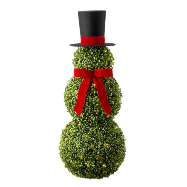 Kirklands 3ft Snowman Uv Prelit Boxwood Topiary 53675559