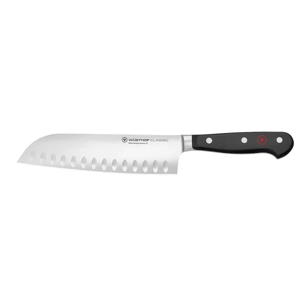 7" Wüsthof Classic Santoku, Hollow Edge Black
