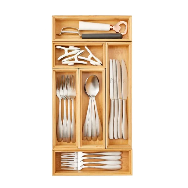 9" x 18" Bamboo Drawer Organizer Starter Kit