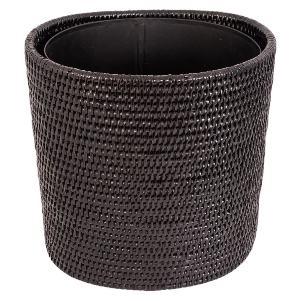 Artifacts Trading Company Rattan Oval Basket with Metal Tudor Black