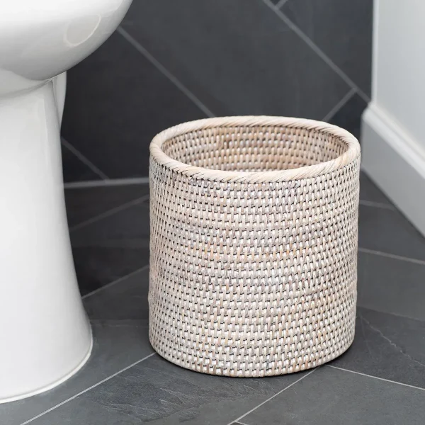 Artifacts Trading Company Rattan Petit Round Basket White Wash