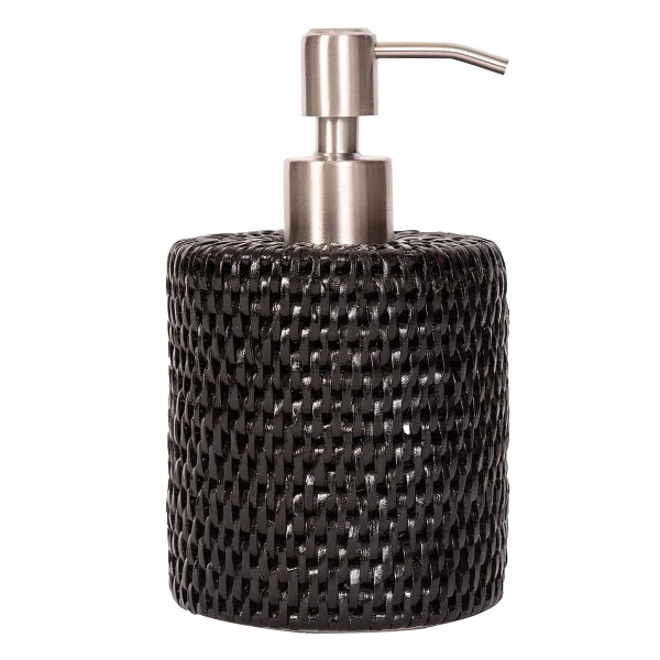 Artifacts Trading Company Rattan Soap Pump Dispenser Tudor Black