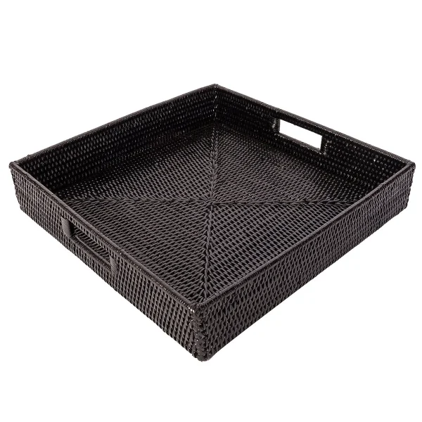Artifacts Trading Company Rattan Square Serving Tray TB Tudor Black