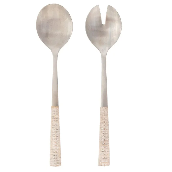 Artifacts Trading Company Rattan Stainless Serving White Wash