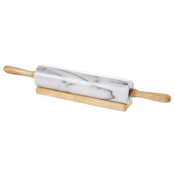 Artifacts Trading Company Rolling Pin with Wooden Handle White Matte