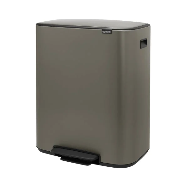 Brabantia 2 x 8 Gallon Bo Step On Dual Trash Can Platinum