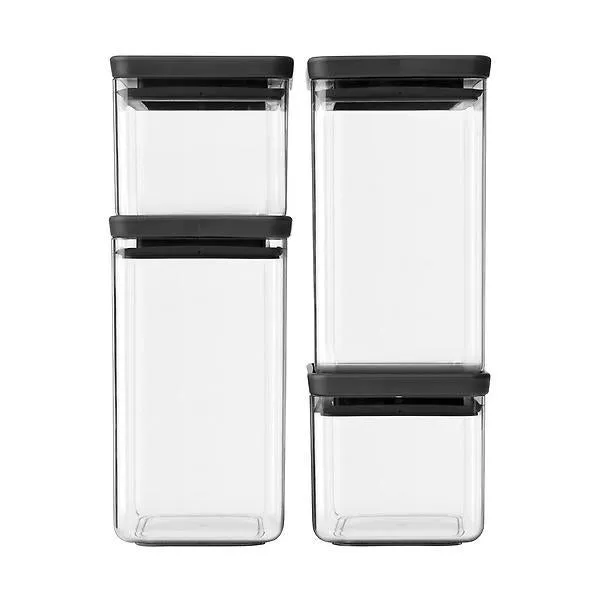 Brabantia Tasty+ Stackable Canisters Dark Gray Set of 4