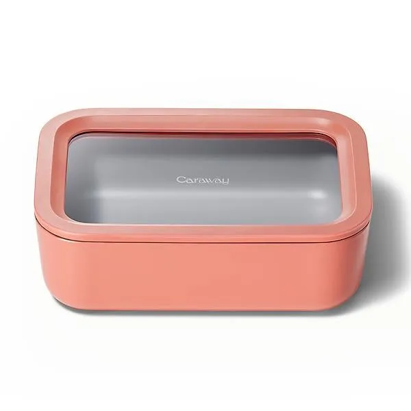 Caraway Home 6.6 cup Glass Food Storage Container Perracotta