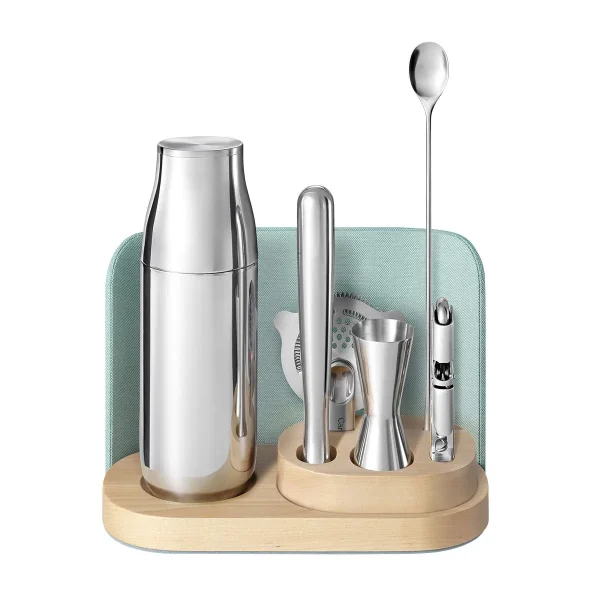 Caraway Home 6pc Bar Set with Storage Mist