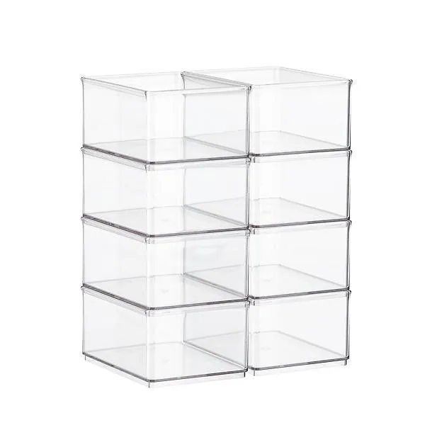 Case of 8 T.H.E. Medium Bin Organizer Clear