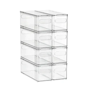 Case of 8 T.H.E. Narrow Fridge Bin Clear