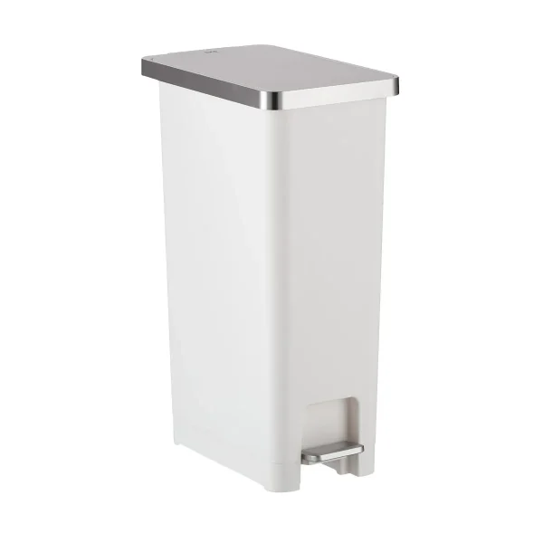 EKO 12 gal./45 ltr. Slim Plastic Step Can White