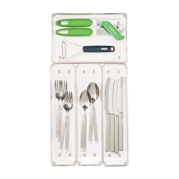 iDesign 9" x 18" Linus Shallow Drawer Organizer Starter Kit