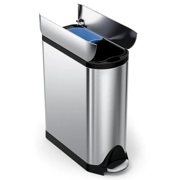 implehuman 11 gal./40 ltr. Slim Butterfly Dual Step Can Stainless Steel