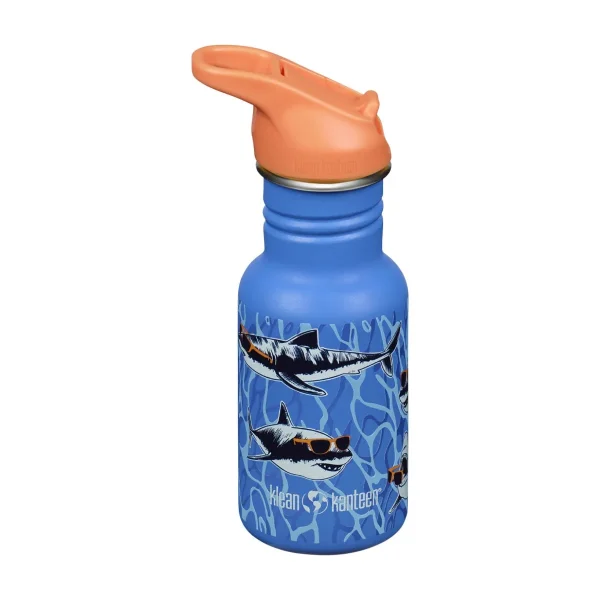 Klean Kanteen 12 oz Sport-Cap Kid Water Bottle Sharks in Shades