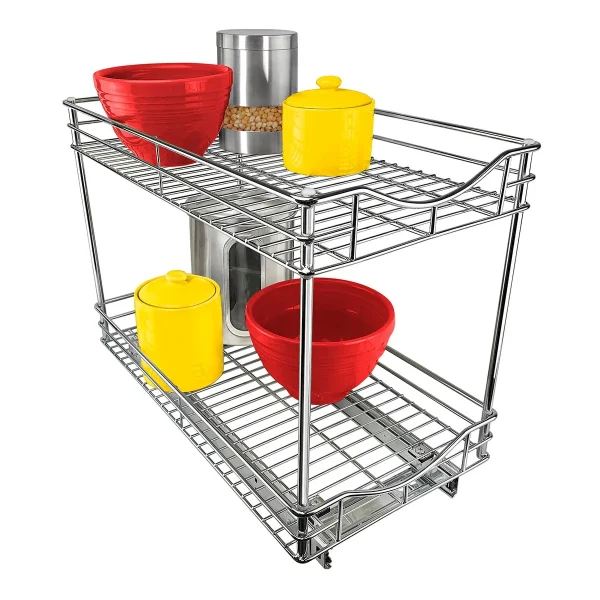 LYNK 11"x18" 2-Tier Roll Out Shelf Chrome