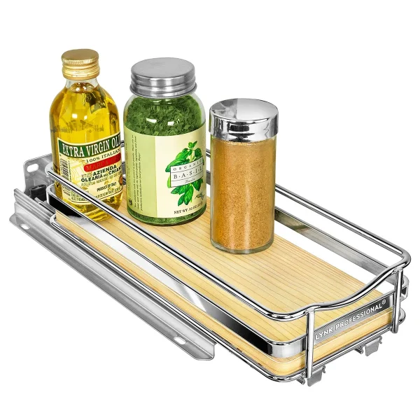LYNK 4-1/4in 1-Tier Sliding Racks Chrome & Wood