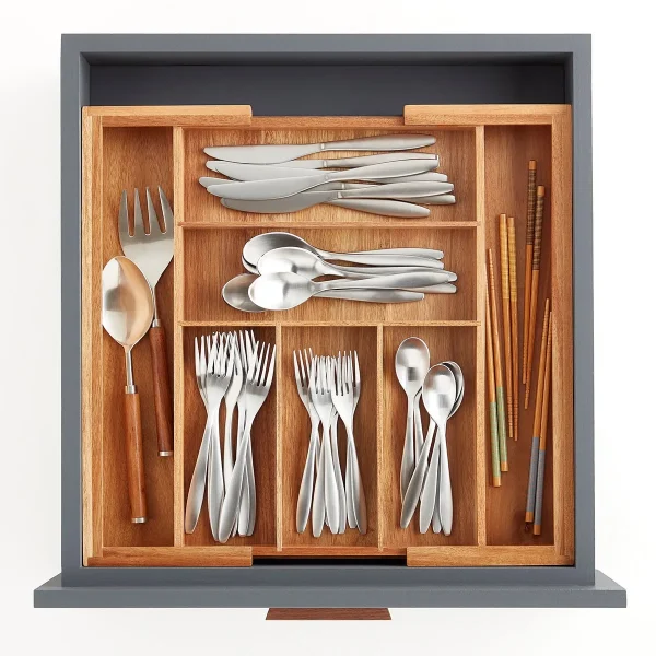 Rowan Expandable Acacia Silverware Tray
