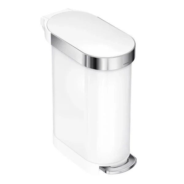 simplehuman 12 gal./45 ltr. Slim Step Can White