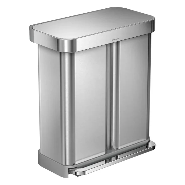 simplehuman 15 gal./58 ltr. Rectangular Dual Step Can Stainless Steel