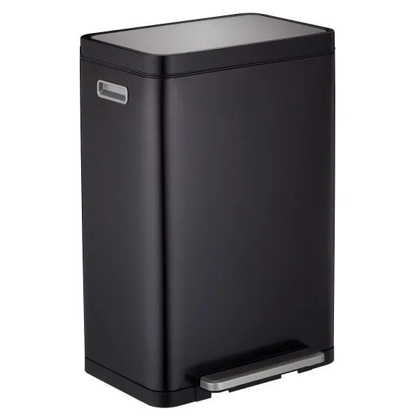 The Container Store 12 gal./45 ltr. Rectangular Step Can Black