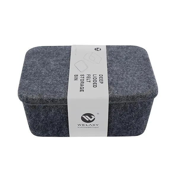 Welaxy Small Felt Lidded Storage Container Charcoal