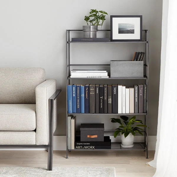 4-Shelf Iron Folding Bookshelf